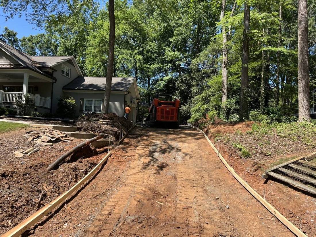 Driveway graded and formed for concrete